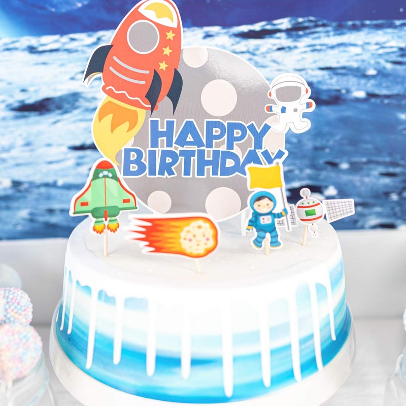 DMIGHT Outer Space Party Supplies, 87Pcs Party Decorations - Rocket Balloons, Solar System Swirl Decorations, Cupcake Toppers, Astronaut Birthday Banner, Backdrops - Image 5